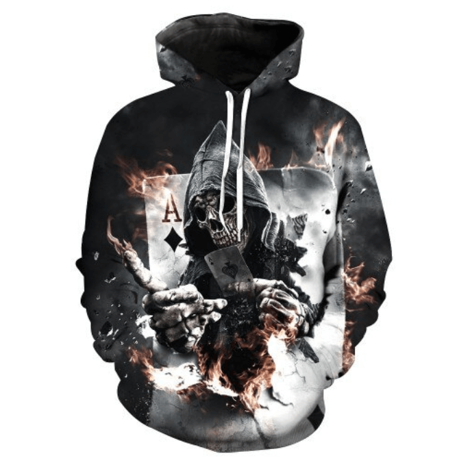 Ace Skull Hoodie | Fiery 3D Skull Graphic