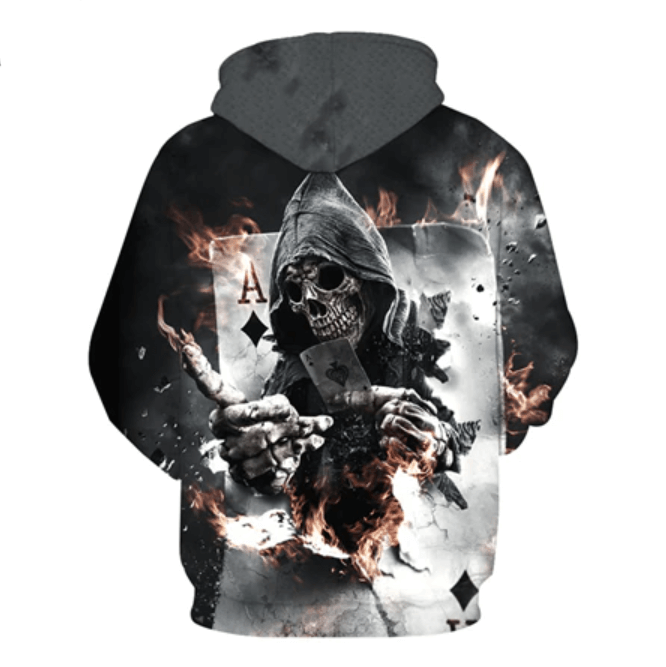 Ace Skull Hoodie | Fiery 3D Skull Graphic