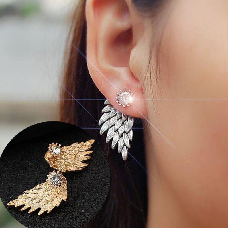 Angel Wing Crystal Earrings | Elegant Design Earrings