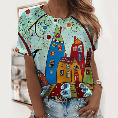 Artistic Cityscape T-Shirt | Vibrant Design