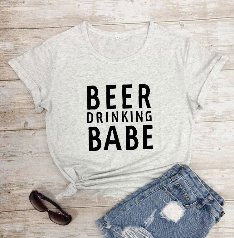 Beer Drinking Babe T-Shirt | Trendy Graphic Tee