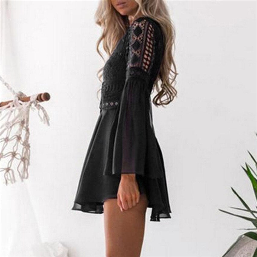 Boho Chic A-Line Dress | Elegant Bohemian Lace Design