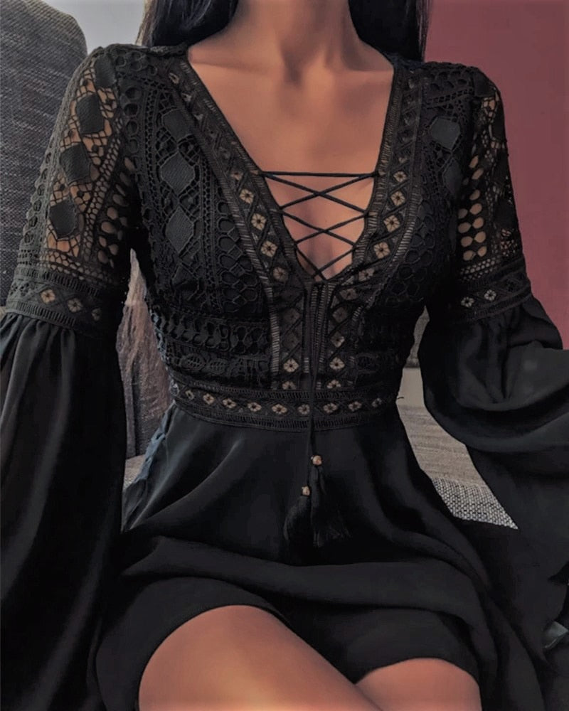 Boho Chic A-Line Dress | Elegant Bohemian Lace Design