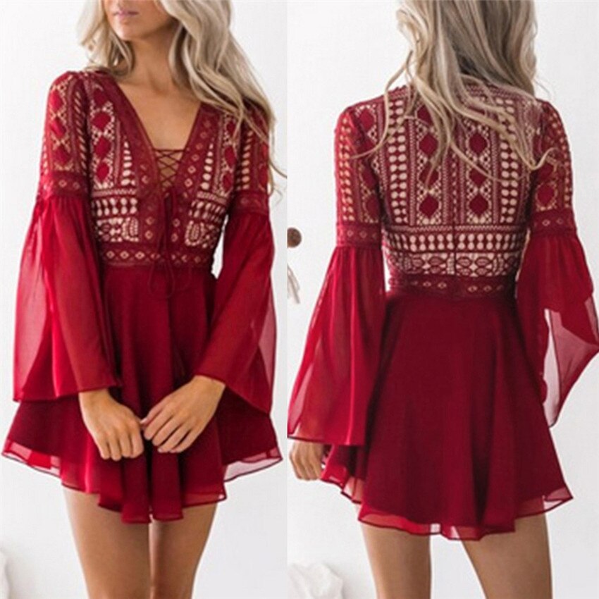 Boho Chic A-Line Dress | Elegant Bohemian Lace Design