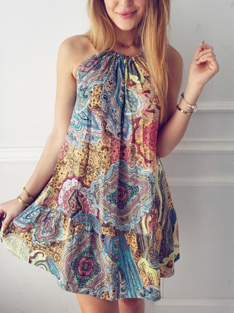 Boho Chic Dress | Vibrant Paisley Print | Flowing Silhouette