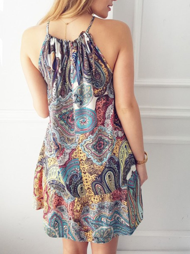 Boho Chic Dress | Vibrant Paisley Print | Flowing Silhouette