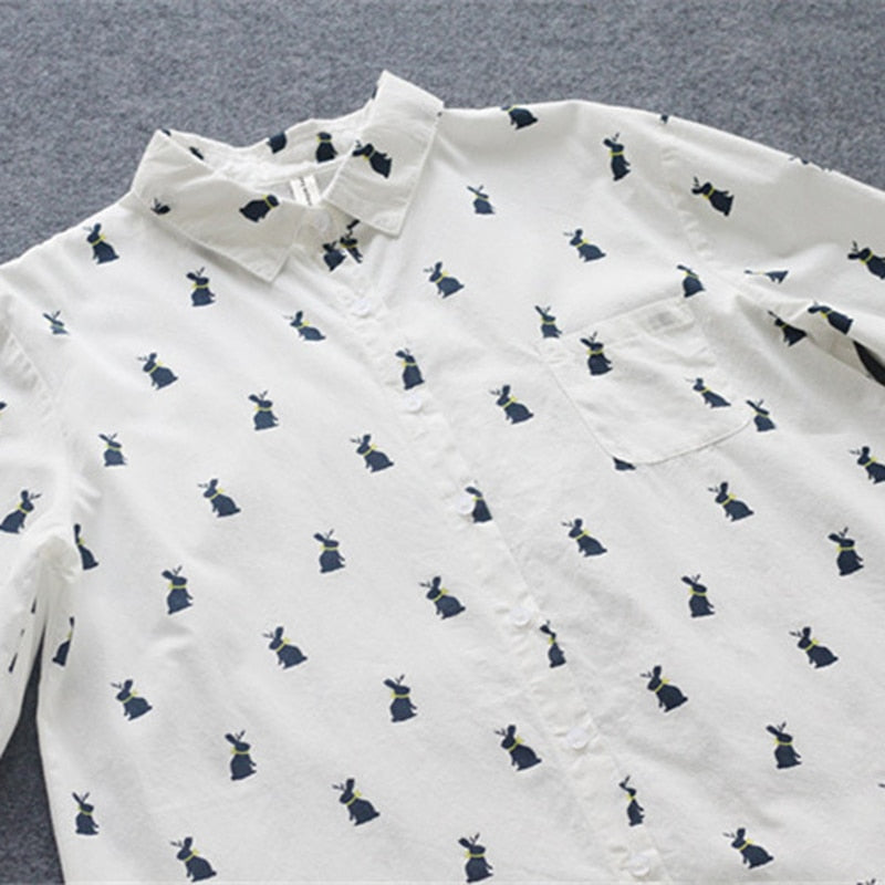 Bunny Print Long Sleeve Shirt | Casual Comfort