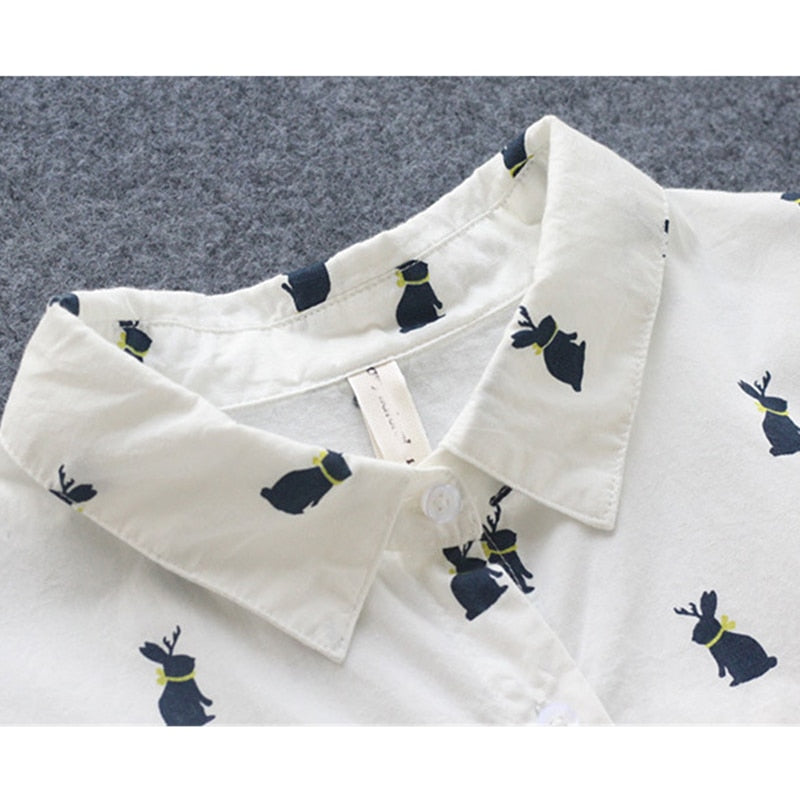 Bunny Print Long Sleeve Shirt | Casual Comfort
