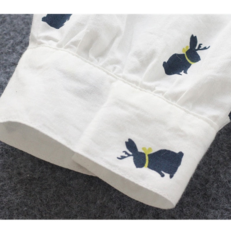 Bunny Print Long Sleeve Shirt | Casual Comfort