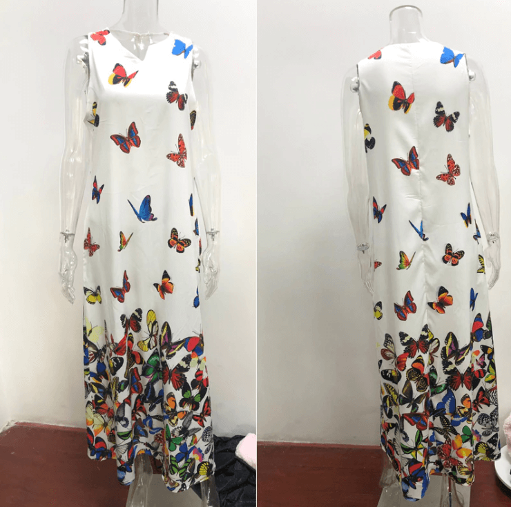 Butterfly Pattern Maxi Dress | Vibrant & Elegant Wardrobe Essential