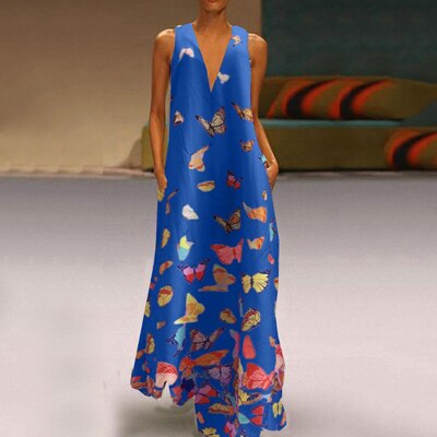 Butterfly Pattern Maxi Dress | Vibrant & Elegant Wardrobe Essential
