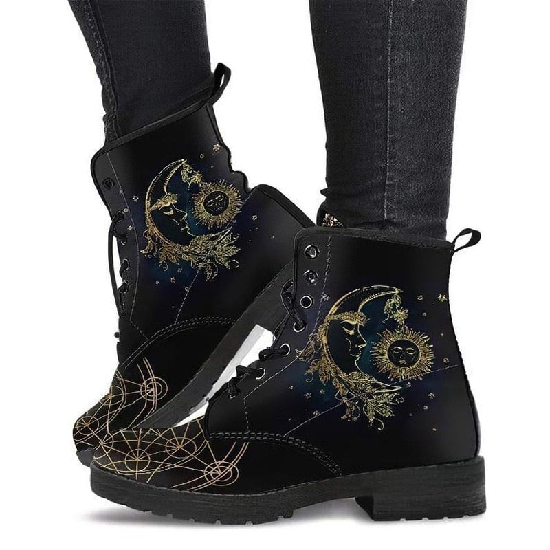 Celestial Leather Boots | Cosmic Elegance