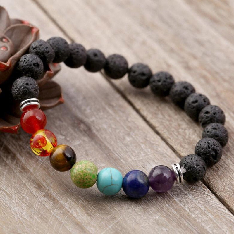 Chakra Healing Bracelet | Natural Lava Stone Bracelet