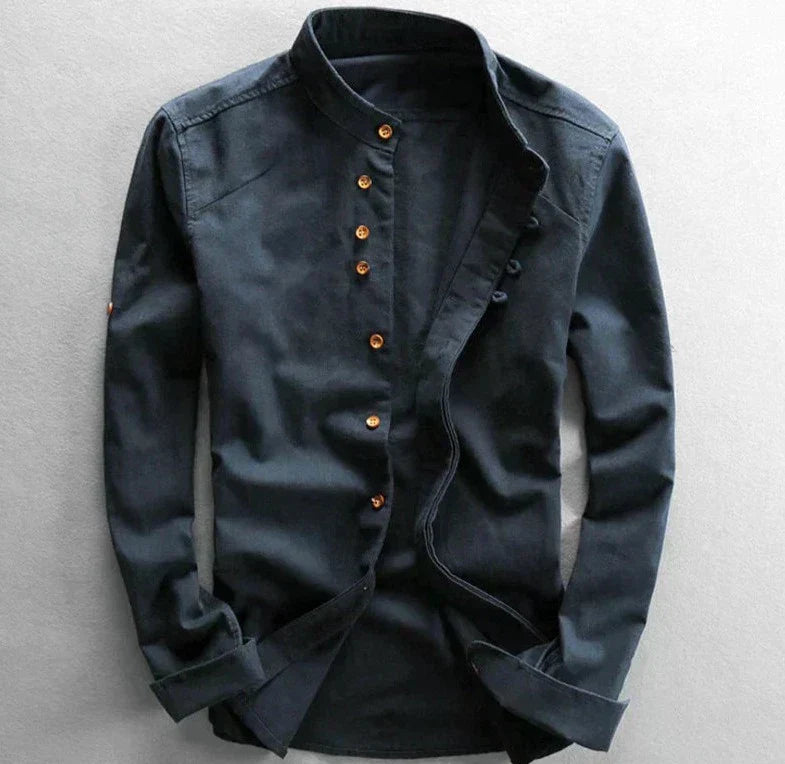 Classic Cotton Mandarin Collar Shirt | Timeless Style