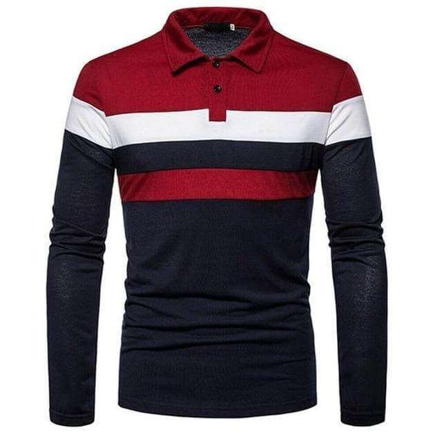 Colorblock Polo Shirt | Stylish Long Sleeve Polo