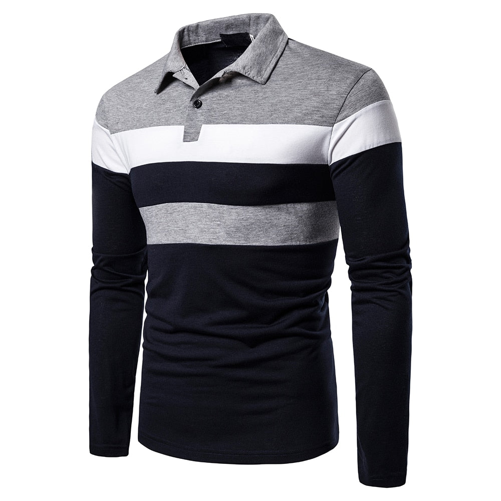 Colorblock Polo Shirt | Stylish Long Sleeve Polo