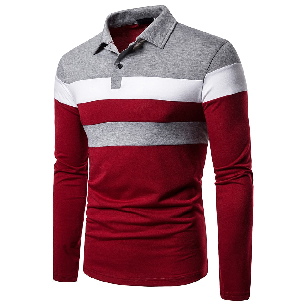 Colorblock Polo Shirt | Stylish Long Sleeve Polo