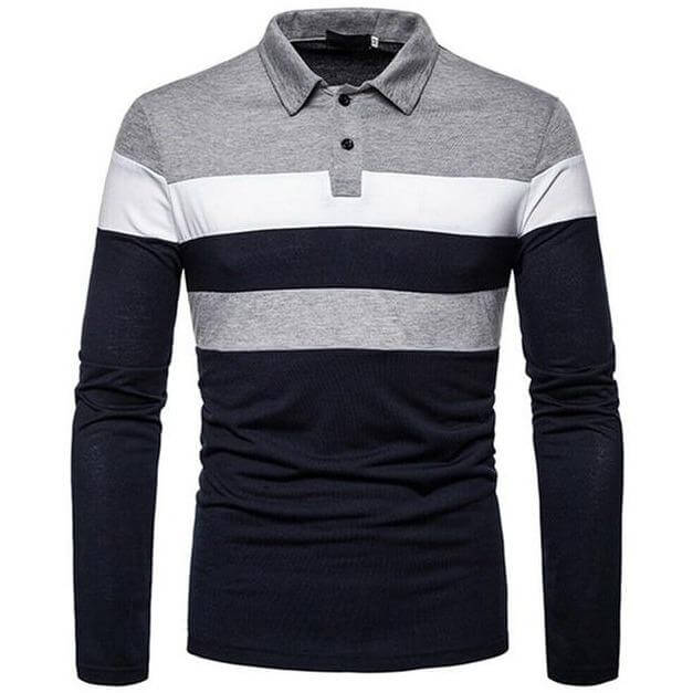 Colorblock Polo Shirt | Stylish Long Sleeve Polo
