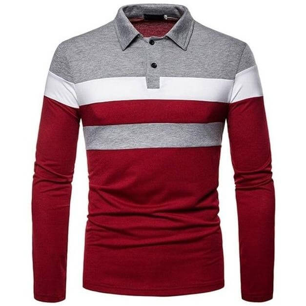 Colorblock Polo Shirt | Stylish Long Sleeve Polo