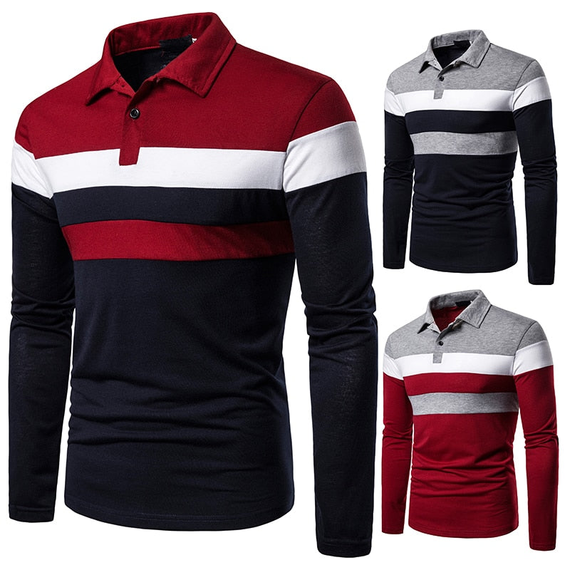 Colorblock Polo Shirt | Stylish Long Sleeve Polo