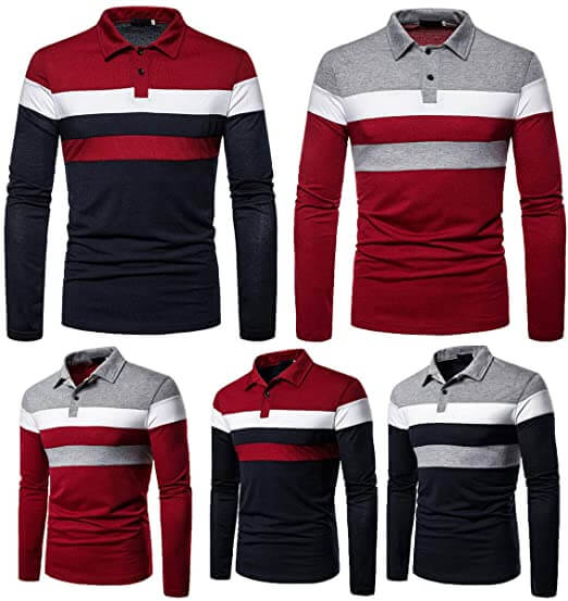 Colorblock Polo Shirt | Stylish Long Sleeve Polo