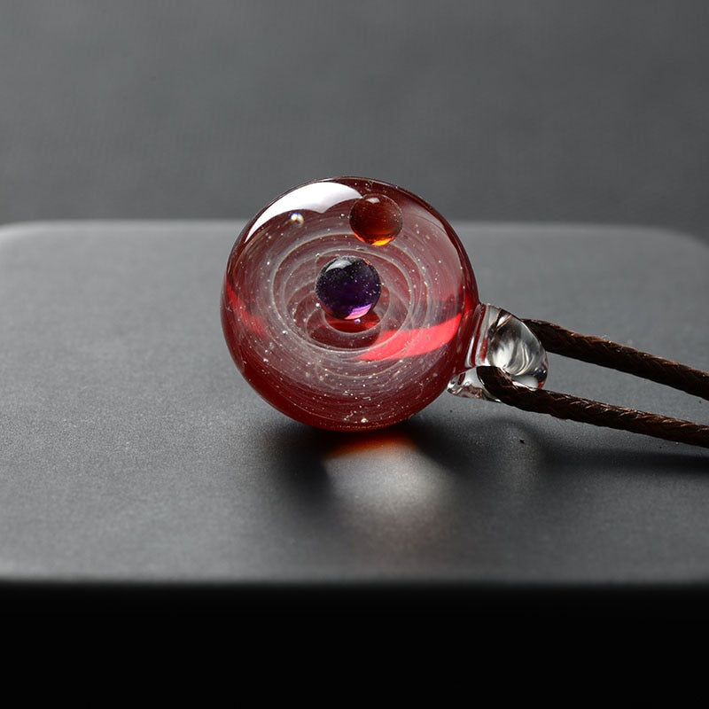 Cosmic Glass Galaxy Pendant | Handcrafted Universe Pendant
