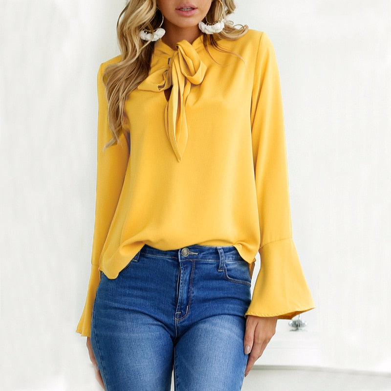 Elegant Bow Tie Blouse | Sophisticated Fashion Versatility