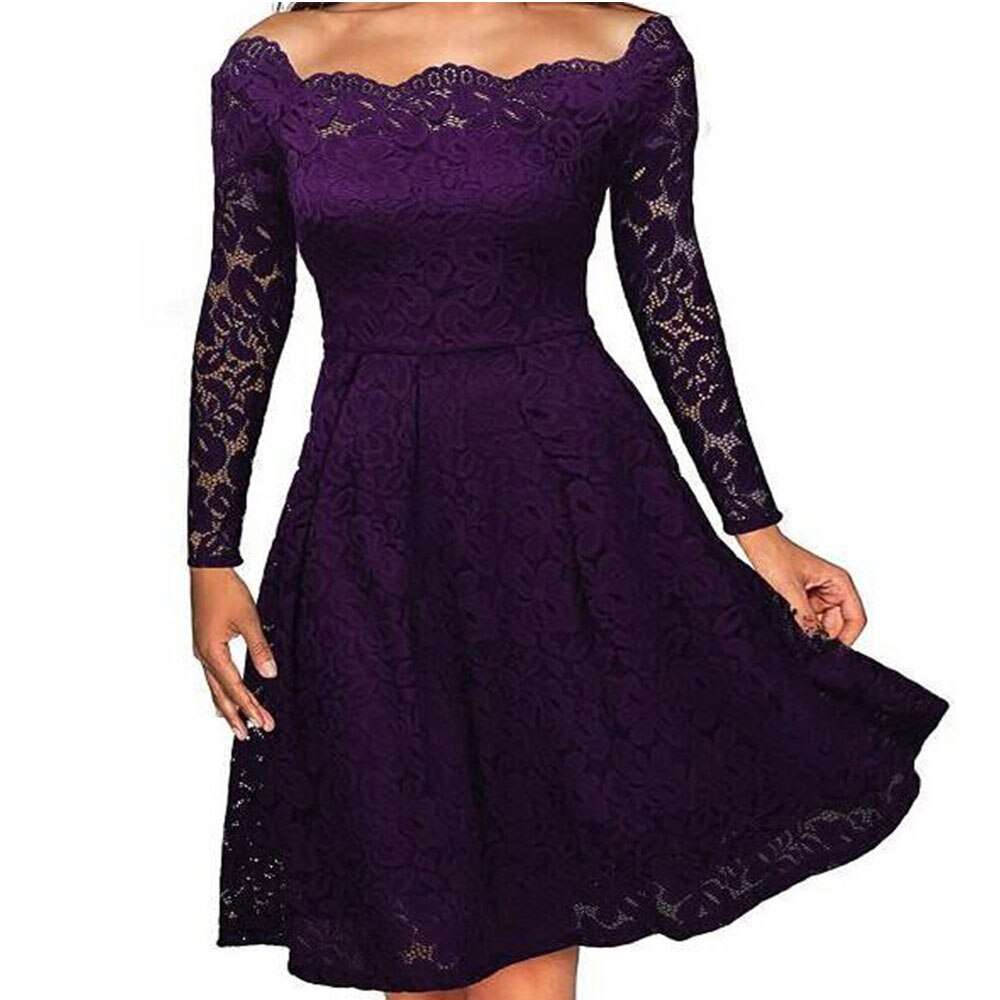 Elegant Lace A-Line Dress | Timeless Off-Shoulder Style
