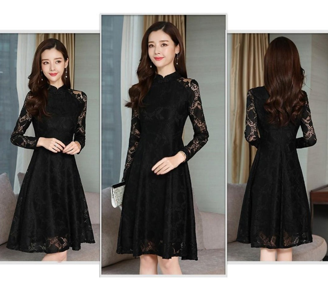 Elegant Lace A-Line Dress | Timeless Sophistication