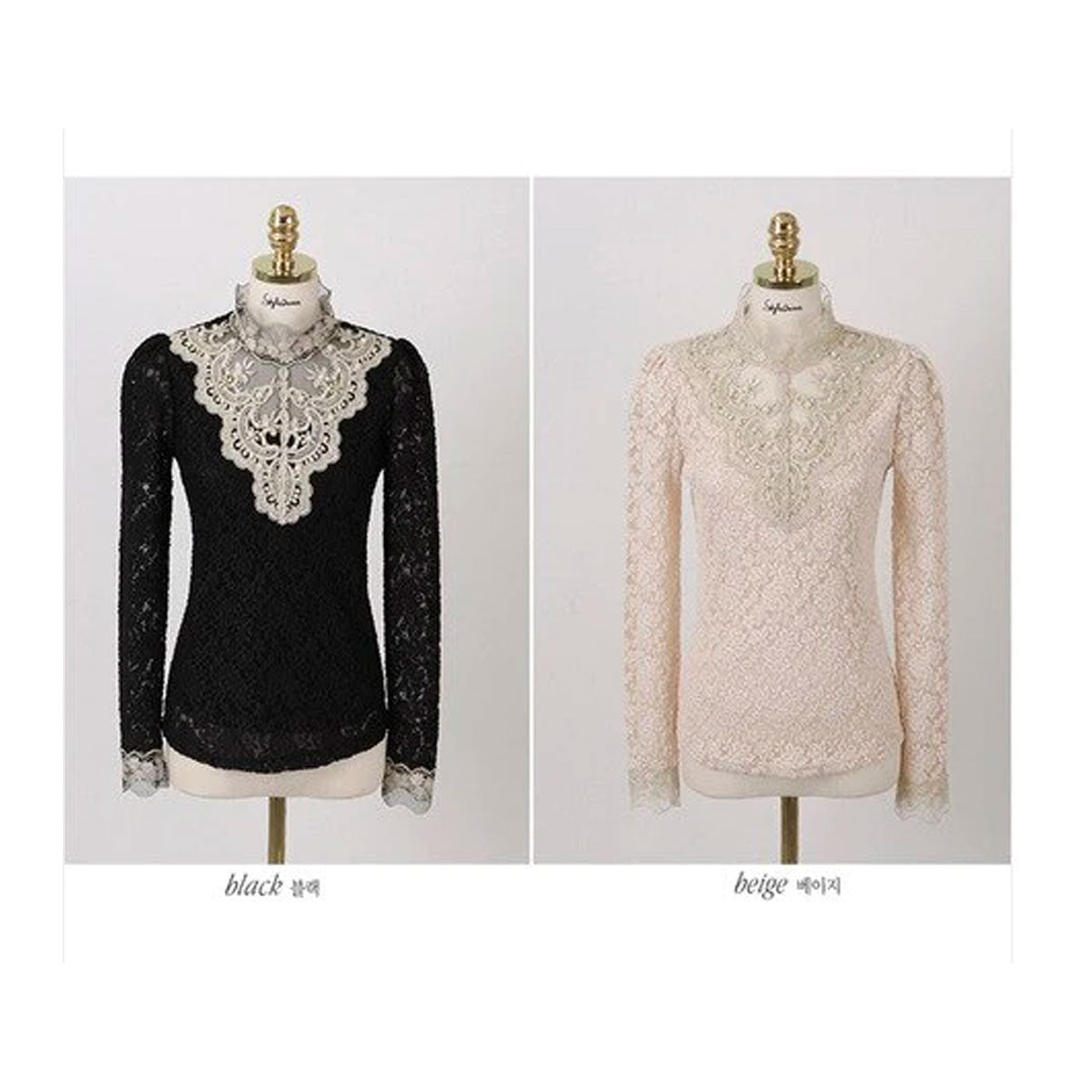 Elegant Lace Long Sleeve Blouse | Timeless Elegance with Intricate Embroidery