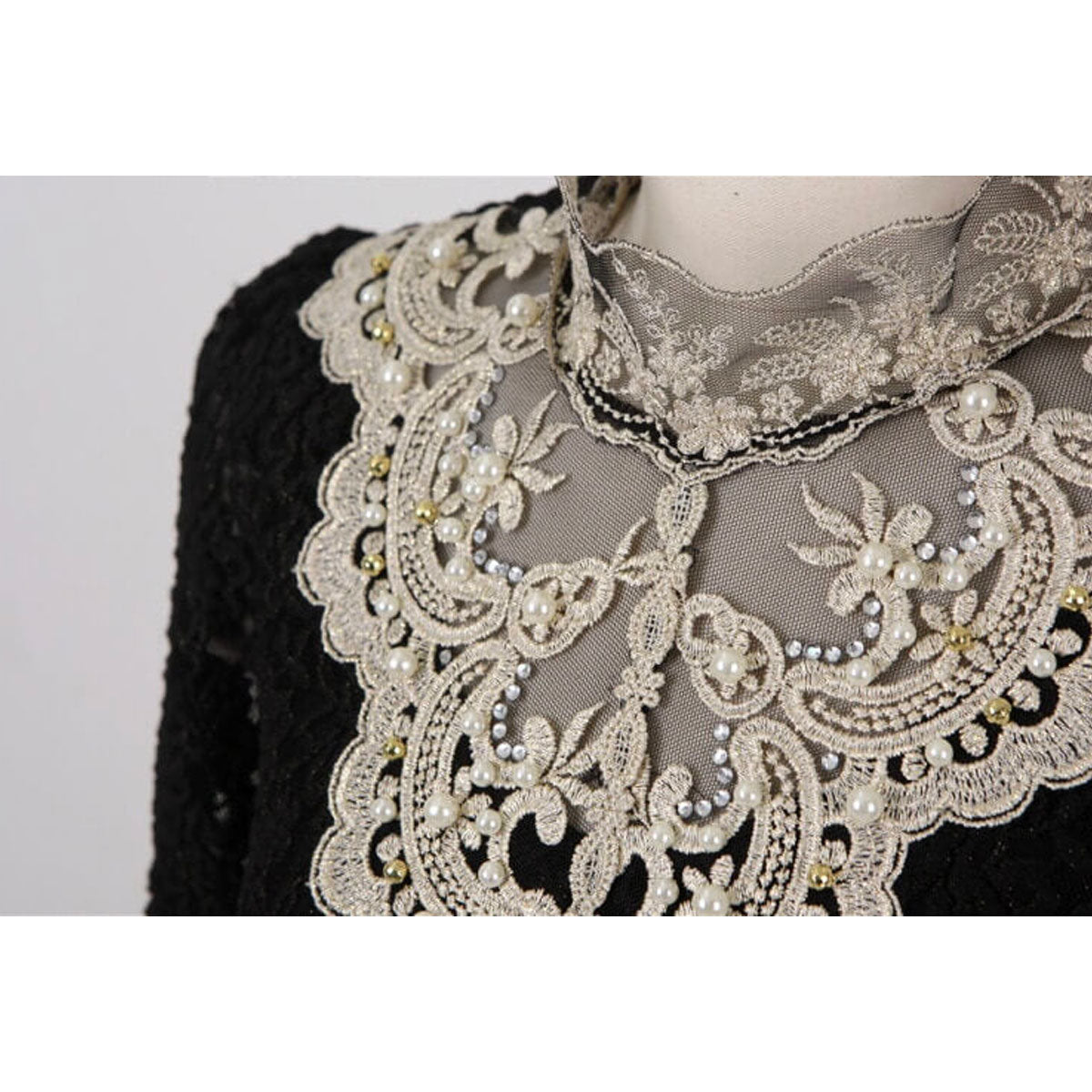 Elegant Lace Long Sleeve Blouse | Timeless Elegance with Intricate Embroidery