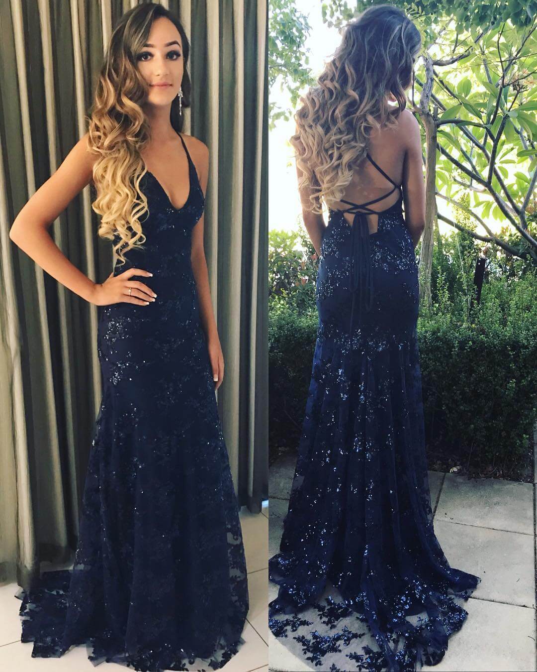 Elegant Sequin Evening Gown | Backless Evening Gown for Prom and Gala