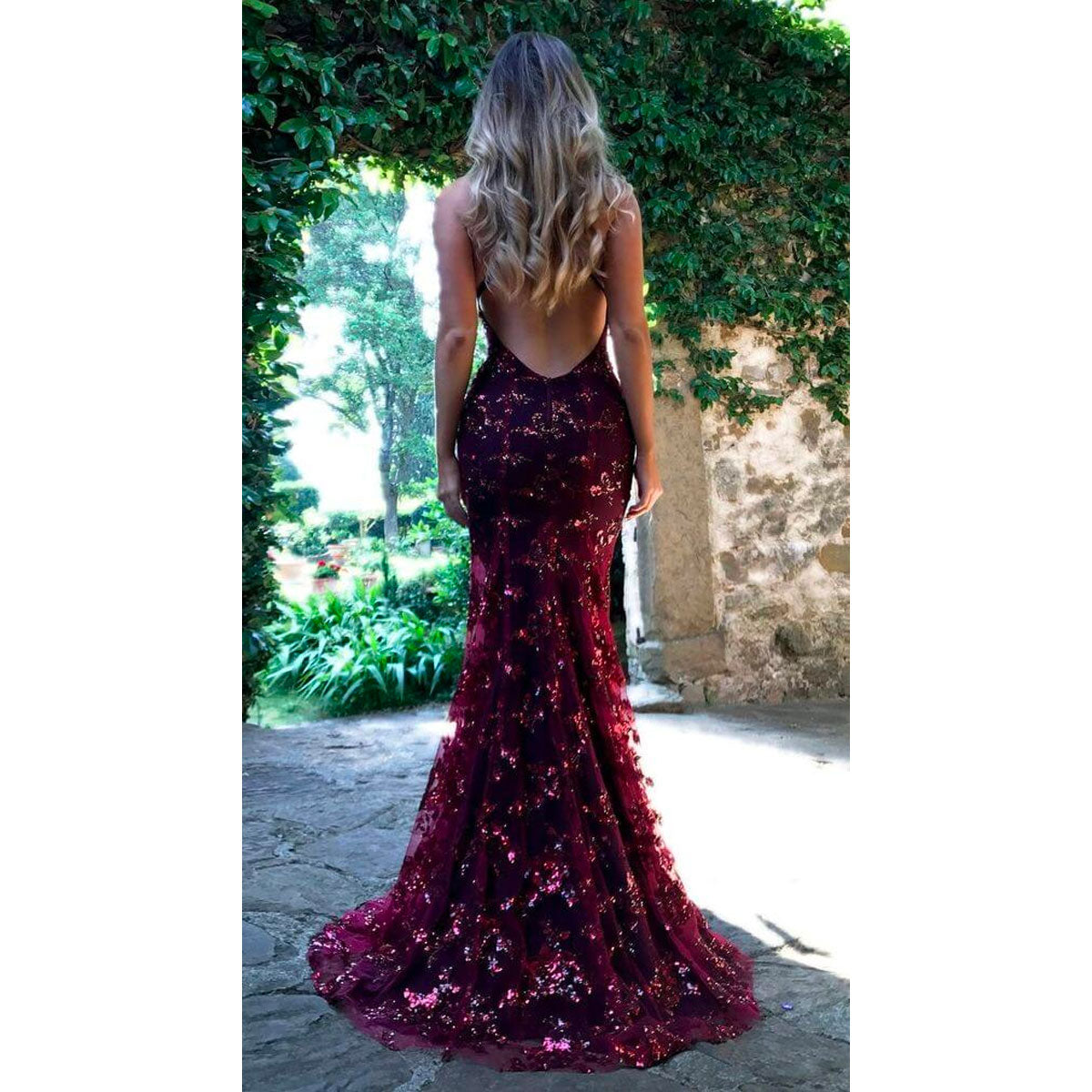 Elegant Sequin Evening Gown | Backless Evening Gown for Prom and Gala