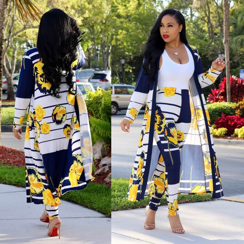 Fashion-Forward Women's Cardigan & Pants Set | Vibrant Patterns