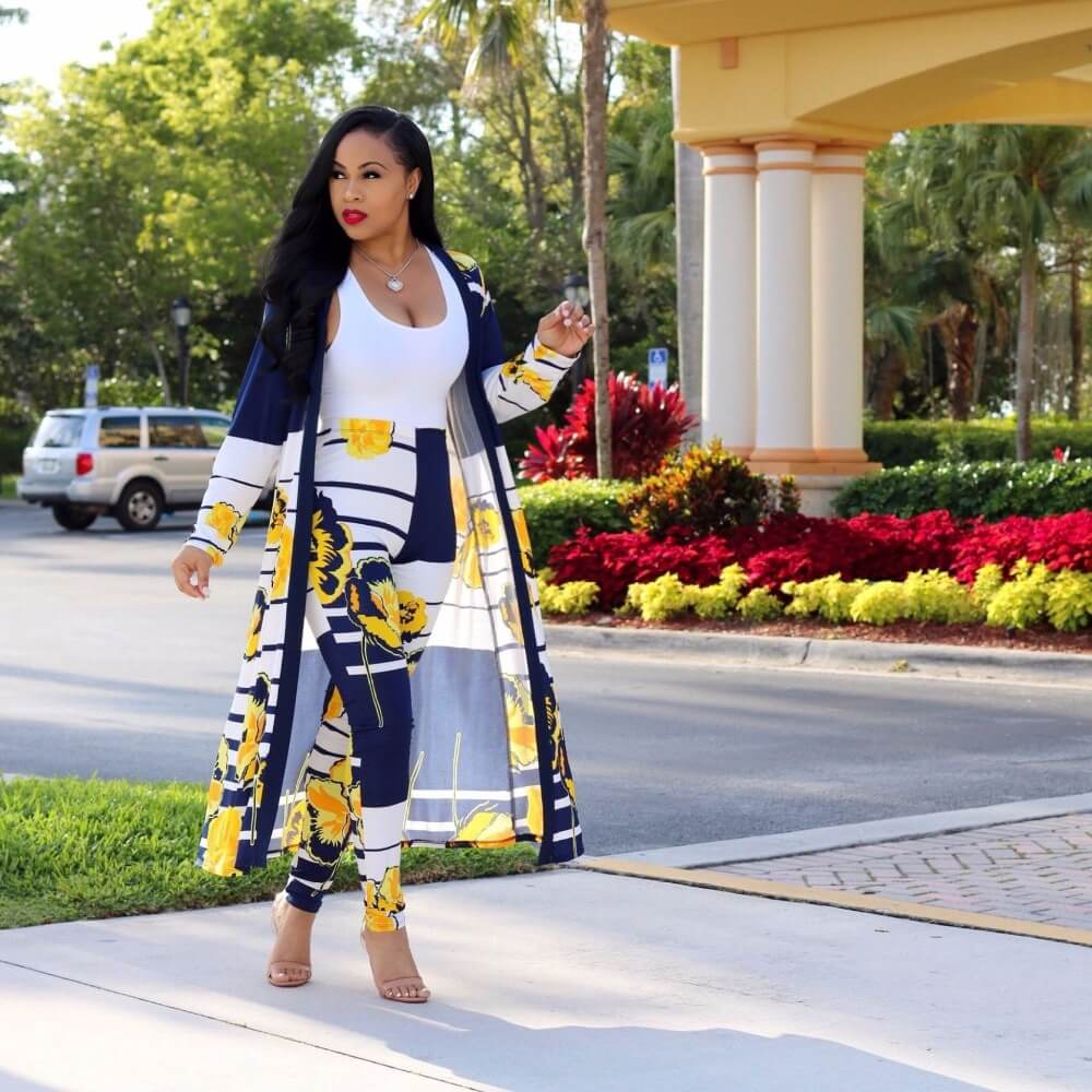 Fashion-Forward Women's Cardigan & Pants Set | Vibrant Patterns