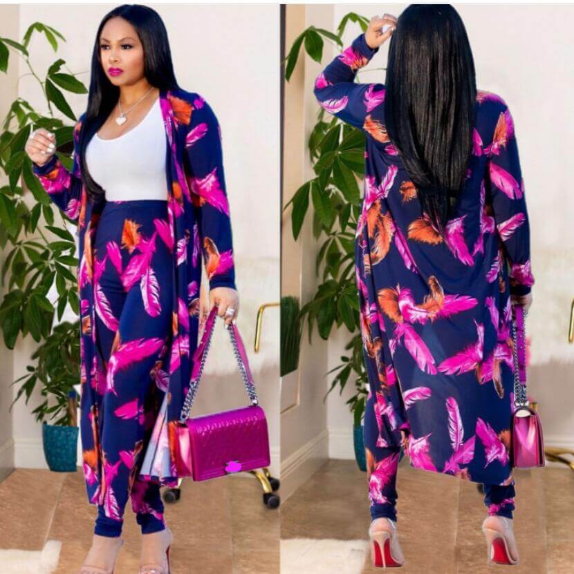 Fashion-Forward Women's Cardigan & Pants Set | Vibrant Patterns