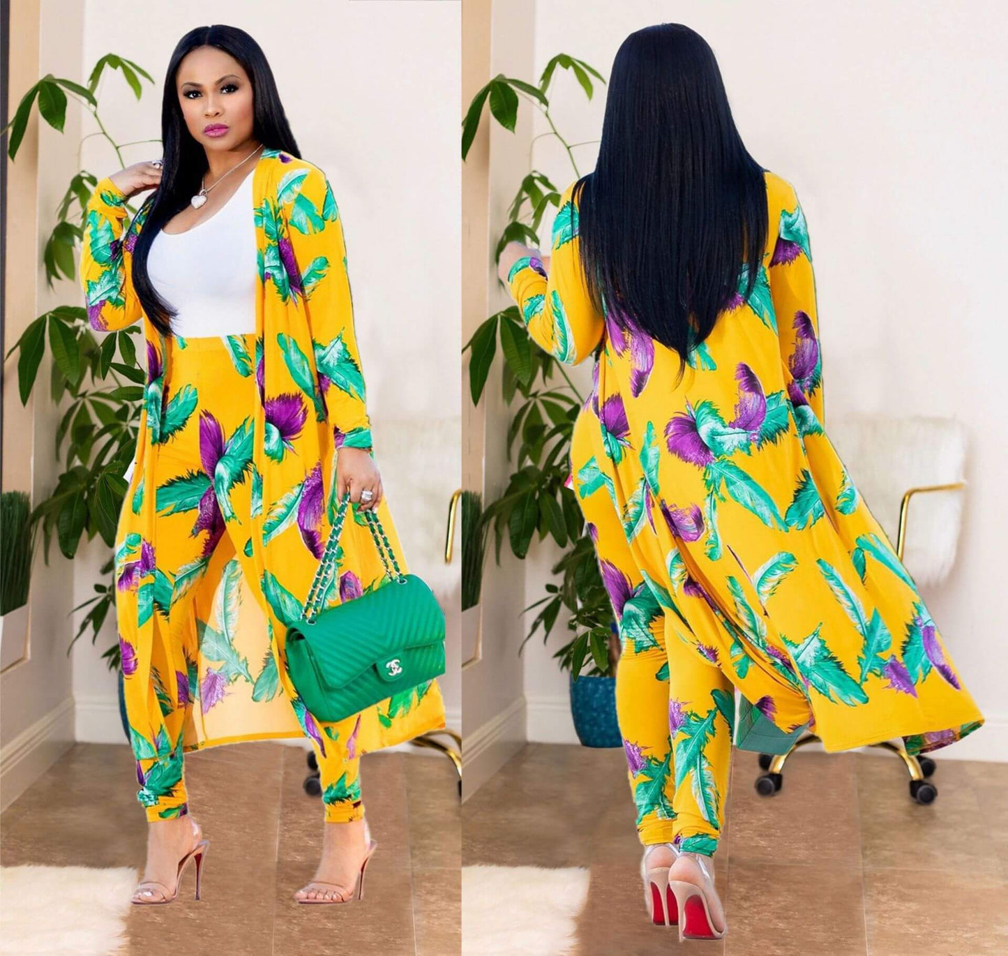 Fashion-Forward Women's Cardigan & Pants Set | Vibrant Patterns