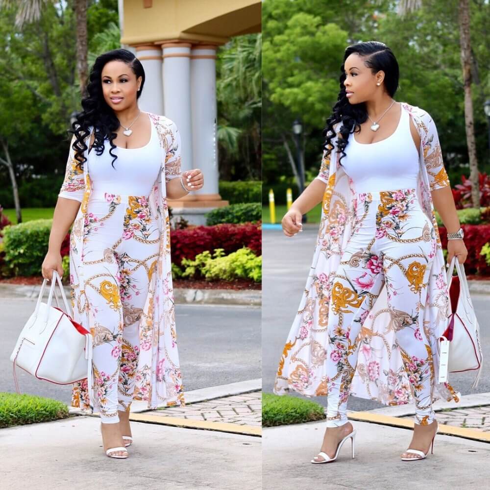 Fashion-Forward Women's Cardigan & Pants Set | Vibrant Patterns