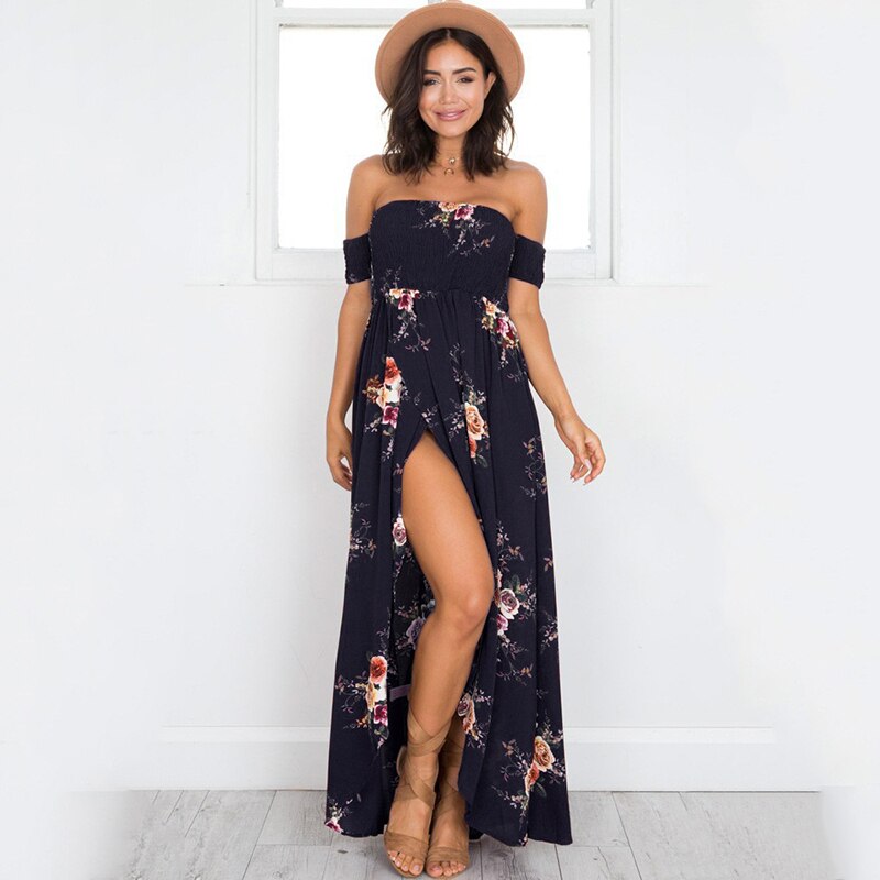 Floral Boho Maxi Dress | Bohemian Summer Off-Shoulder Style