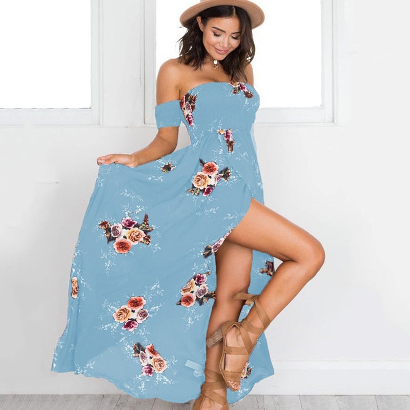 Floral Boho Maxi Dress | Bohemian Summer Off-Shoulder Style