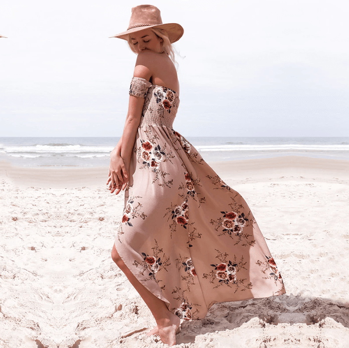 Floral Boho Maxi Dress | Bohemian Summer Off-Shoulder Style