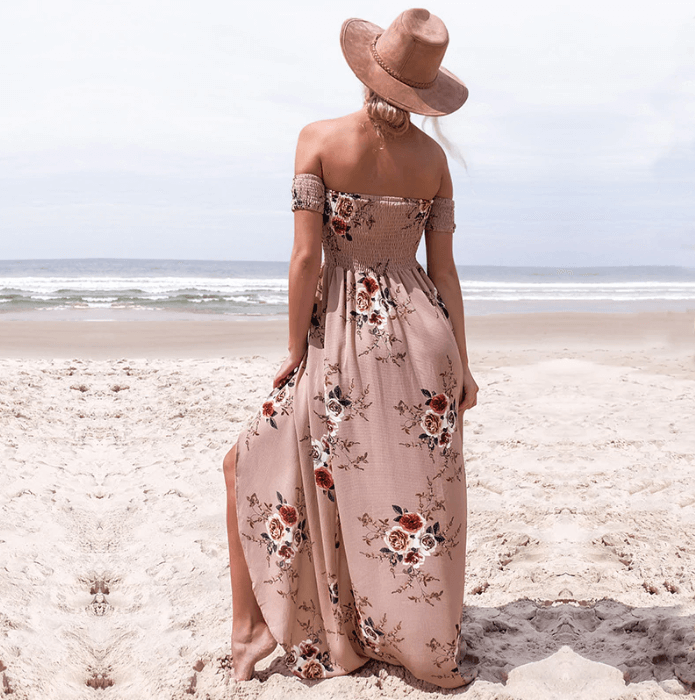 Floral Boho Maxi Dress | Bohemian Summer Off-Shoulder Style