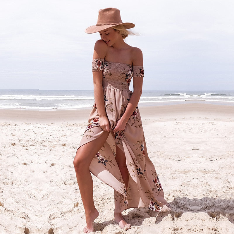 Floral Boho Maxi Dress | Bohemian Summer Off-Shoulder Style
