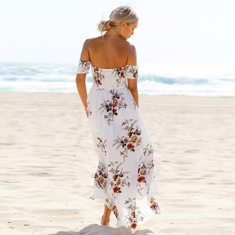 Floral Boho Maxi Dress | Bohemian Summer Off-Shoulder Style