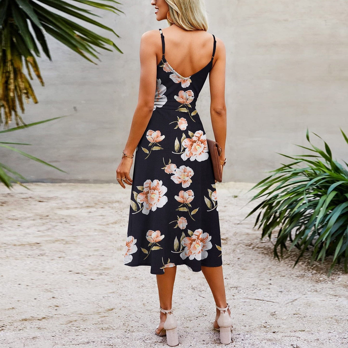 Floral Elegance Midi Dress | Adjustable Straps