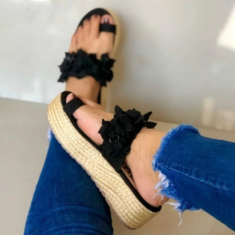 Floral Elegance Platform Sandals | Stylish Women's Sandals