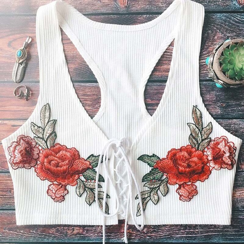 Floral Embroidered Lace-Up Crop Top | Boho Chic Women's Fashion Top