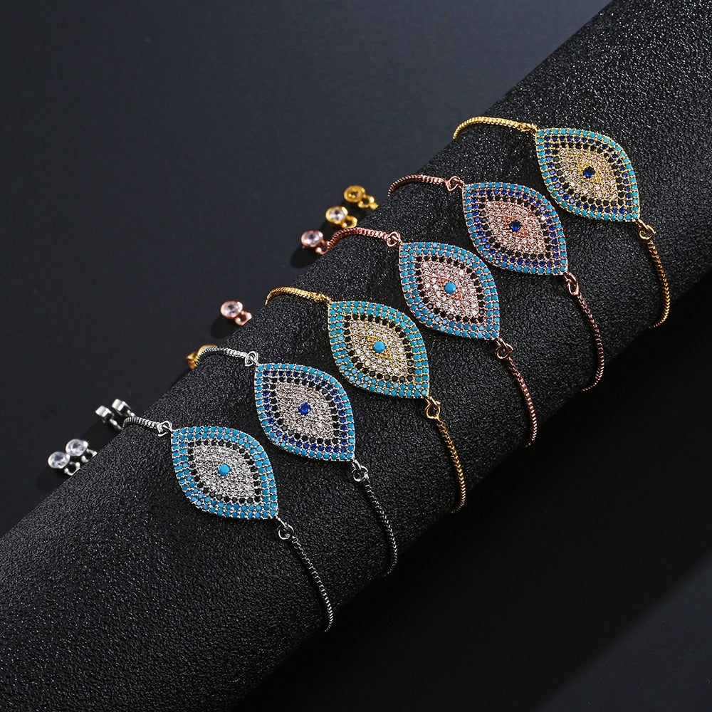 Glamorous Evil Eye Crystal Bracelet | Adjustable Design for Protection