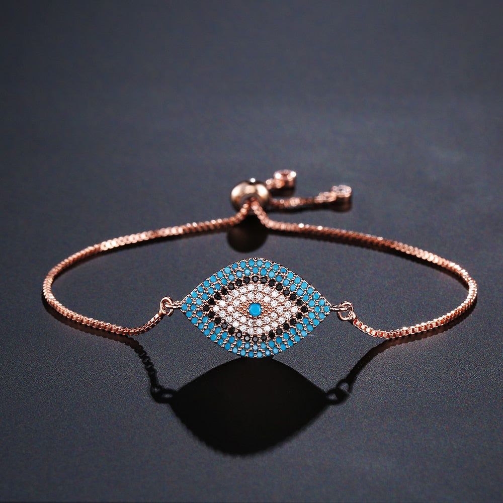 Glamorous Evil Eye Crystal Bracelet | Adjustable Design for Protection