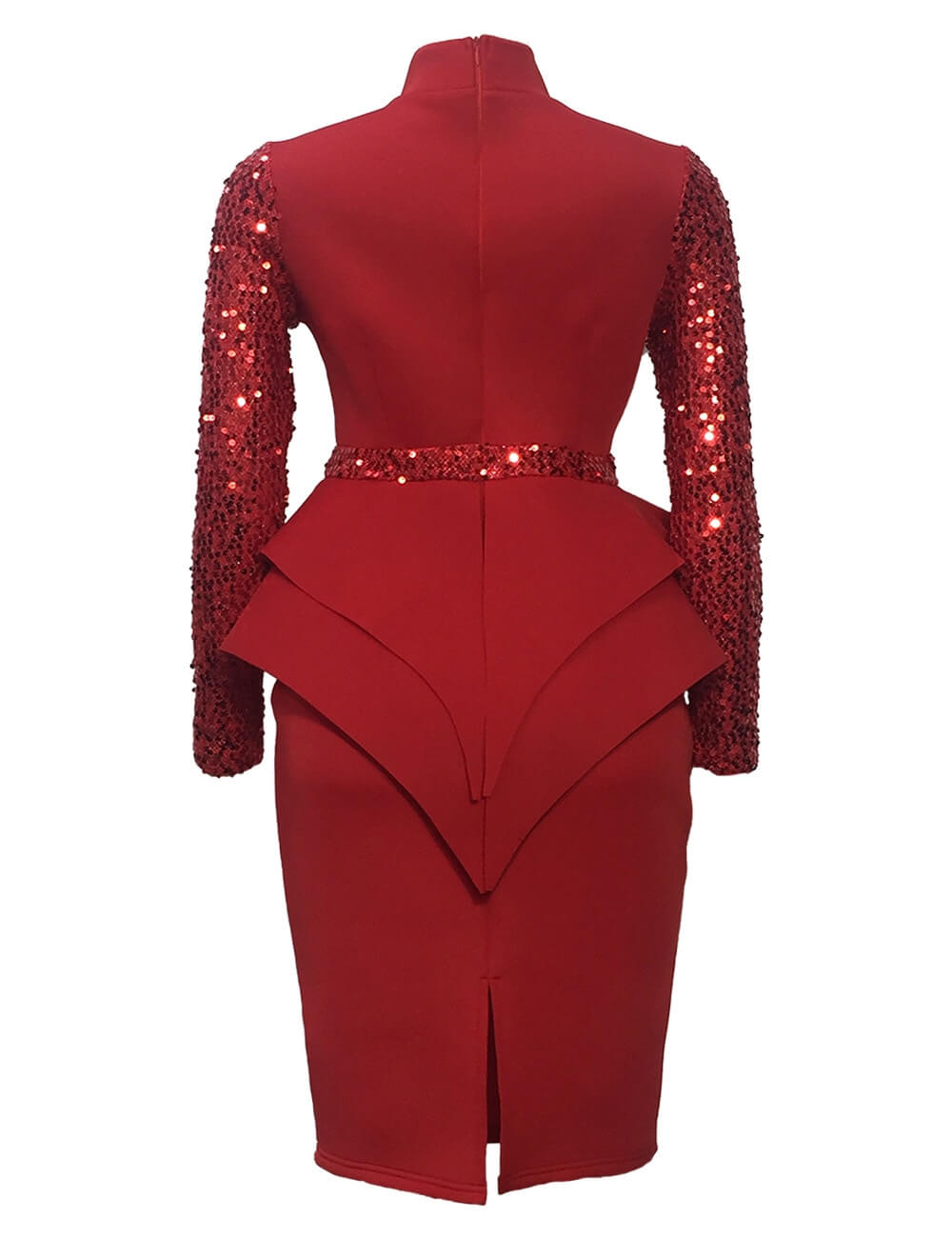 Glamorous Sequined Midi Peplum Dress | Stylish Evening Outfit